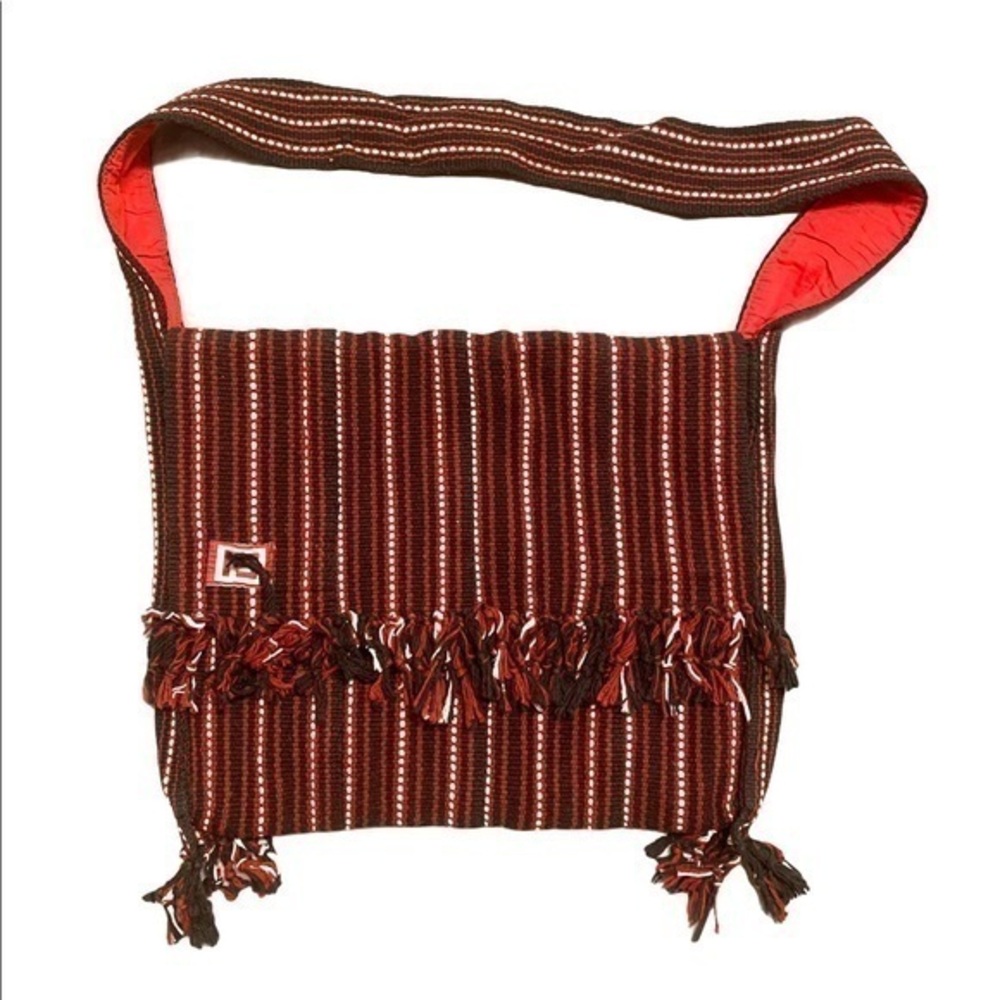 Vintage Hippie Boho Hobo Bag Tassels Red Black